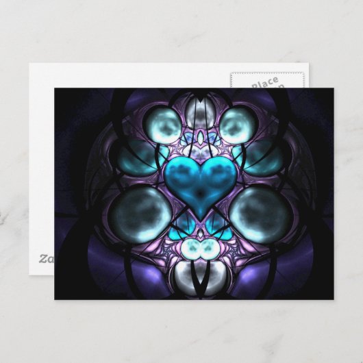 Cartes postales cardiaques fractales enchantées (Devant / Derrière)