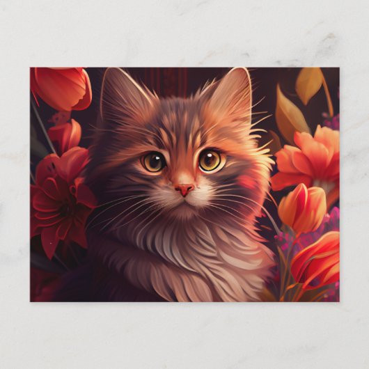 Cartes Postales Cat Fleur (Devant)