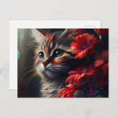 Cartes Postales Cat Fleur (Devant / Derrière)