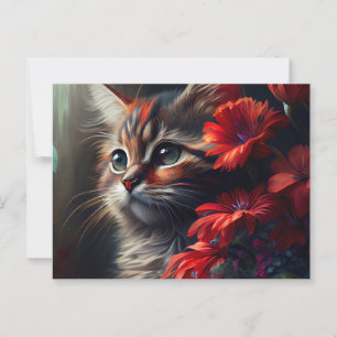 Cartes Postales Cat Fleur