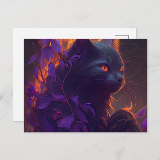 Cartes Postales Chat Mauve (Devant / Derrière)