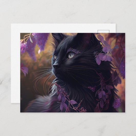 Cartes Postales Chat Mauve (Devant / Derrière)