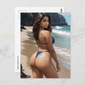 CARTES POSTALES CHAUDES BIKINI GIRL BIG BUTT (Devant / Derrière)