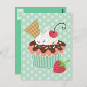 Cartes postales Cherry & Mint Cupcake (Devant / Derrière)