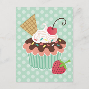 Cartes postales Cherry & Mint Cupcake