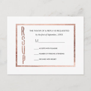 Cartes postales Chic Faux Rose Gold RSVP