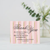 Cartes postales Chic Gold Rose Stripes Merci (Debout devant)