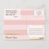 Cartes postales Chic Gold Rose Stripes Merci (Dos)
