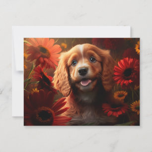 Cartes Postales chien Fleur