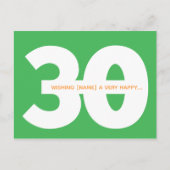 Cartes postales commémoratives de 30 ans en vert (Devant)