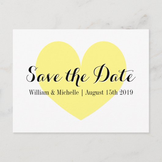 Cartes postales Cute yellow heart Save the date (Devant)