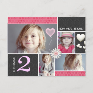 Cartes Postales Damask Hearts Party Invitations