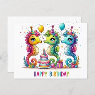 Cartes postales d'anniversaire avec des hippocampe