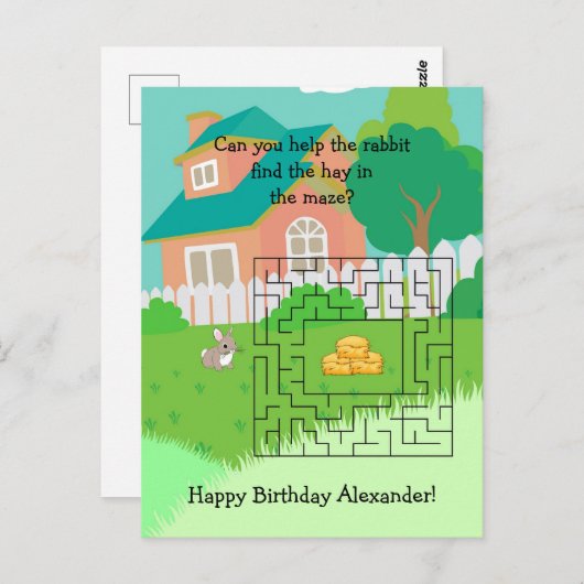 Cartes postales d'anniversaire de labyrinthe pour  (Devant / Derrière)