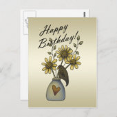 Cartes postales d'anniversaire de Sunflowers Crows (Devant / Derrière)