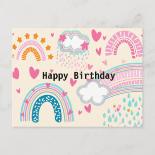 Cartes postales d'anniversaire dessin animé arc-en
