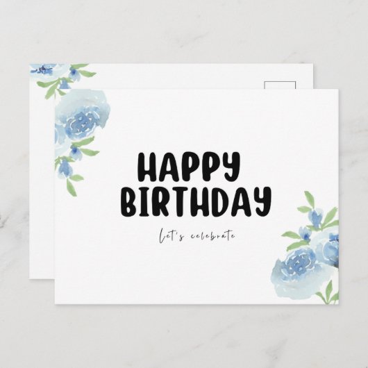 Cartes postales d'anniversaire minimalistes noir e (Devant / Derrière)