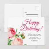 Cartes postales d'anniversaire Nombres 6:24-26 Fle (Devant / Derrière)