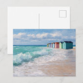 Cartes postales d'art côtier de cabanes de plage c (Devant / Derrière)