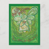 Cartes postales d'art de l'ange gardien vert poème