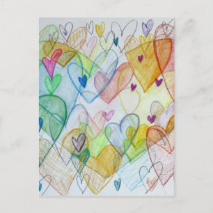 Cartes postales d'art personnalisé couleur coeur c