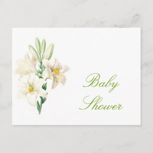 Cartes postales de baby shower fleurs de lys blanc