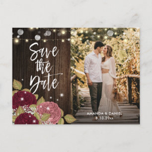 Cartes postales de burgundy blush save the date av