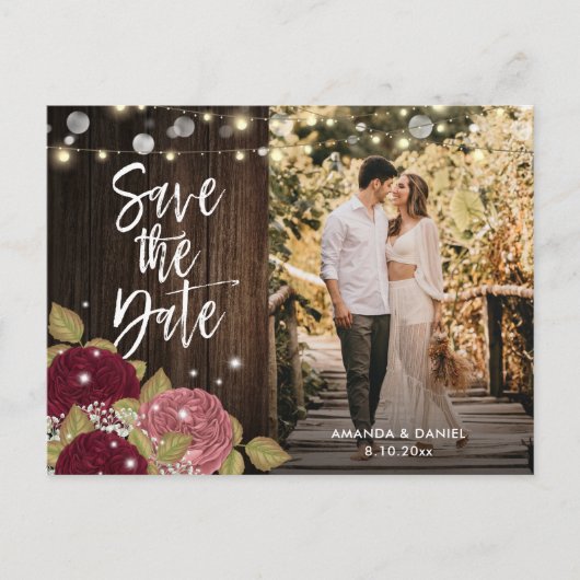 Cartes postales de burgundy blush save the date av (Devant)