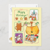 Cartes postales de chat mignon et Noël de souris (Devant / Derrière)