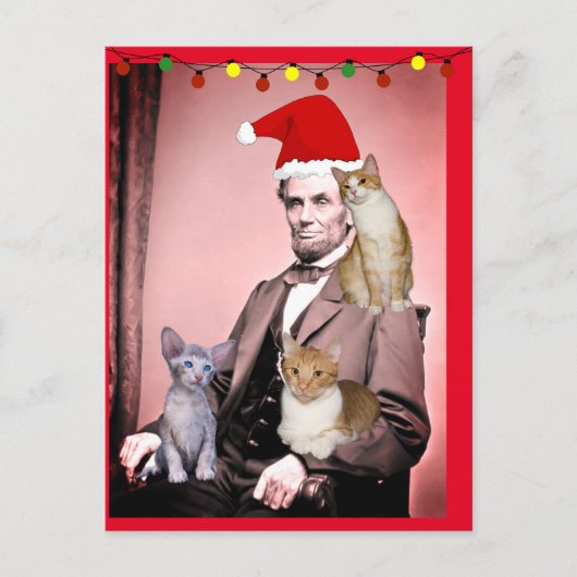 Cartes postales de chats de Noël Abraham Lincoln c (Devant)