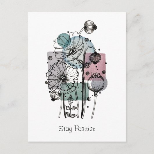 Cartes postales de coquelicots en encre et aquarel (Devant)