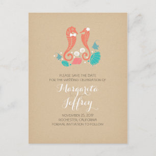 Cartes postales de couple de hippocampes mignons p