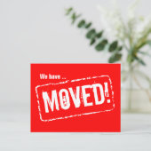 Cartes postales de déménagement rouges avec impres (Debout devant)