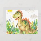 Cartes postales de dinosaures à l'aquarelle coloré (Devant / Derrière)