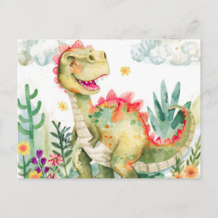 Cartes postales de dinosaures à l'aquarelle coloré