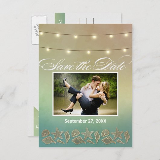 Cartes postales de faire-part de date avec étoile (Devant / Derrière)