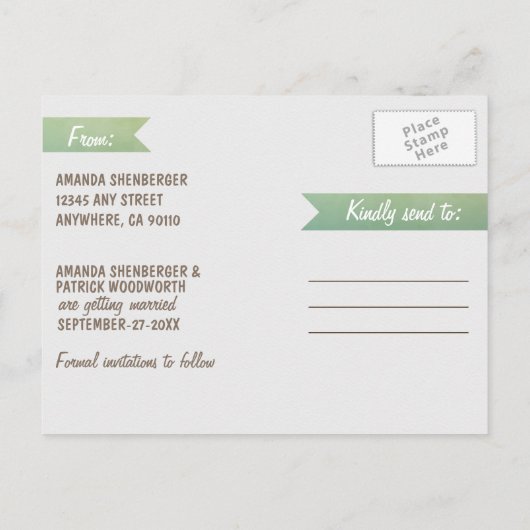 Cartes postales de faire-part de date avec étoile (Dos)