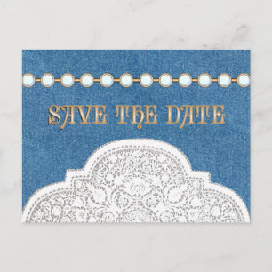 Cartes POSTALES de Faire-part de denim en dentelle