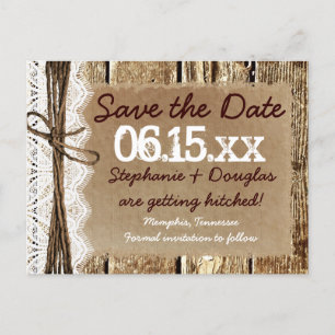 Cartes postales de faire-part de mariage en bois d