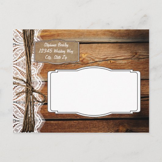 Cartes postales de faire-part de mariage en bois d (Dos)