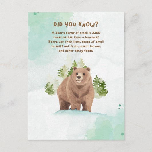 Cartes postales de faits sur les animaux (Devant)