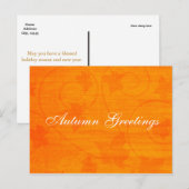 Cartes postales de feuilles oranges salutations d' (Devant / Derrière)