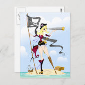 Cartes postales de fille pirate mignonne (Devant / Derrière)