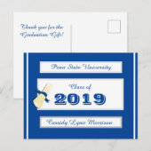 Cartes postales de fin d'études Bleu/Blanc (Devant / Derrière)