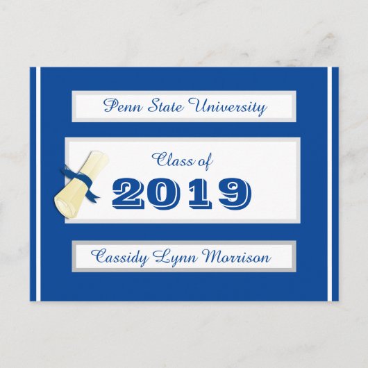Cartes postales de fin d'études Bleu/Blanc (Devant)