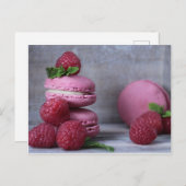 Cartes postales de framboise Macarons rose (Devant / Derrière)