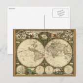 Cartes postales de la carte du monde Vintage (Devant / Derrière)