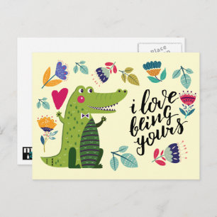 Cartes postales de la Saint-Valentin au crocodile 