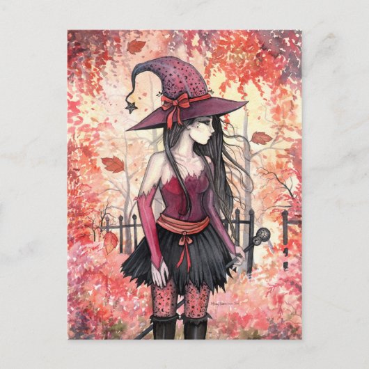 Cartes postales de la sorcière des bois d'automne (Devant)