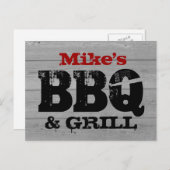 Cartes postales de l'invitation du parti BBQ | Pan (Devant / Derrière)